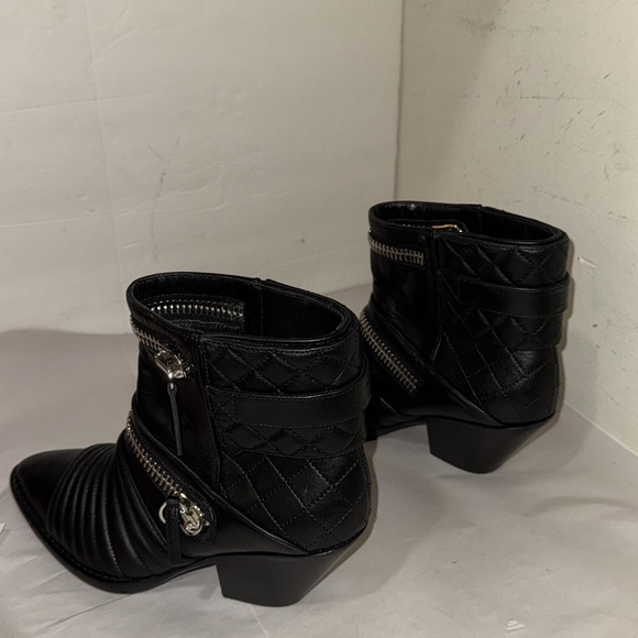 $1595❤️38.5/US8 Giuseppe Zanotti Leather Moto Biker Ankle Boots Quilted Black - Picture 9 of 11
